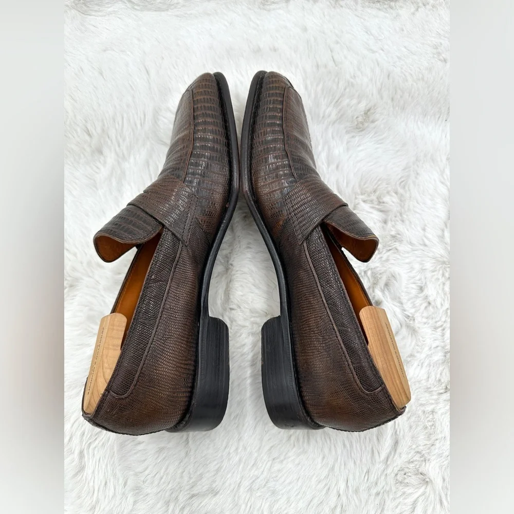Salvatore ferragamo Lavorazione tramezza lizard Mens‎ loafers 11 D brown leather